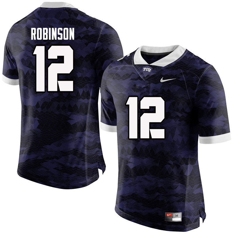 Men #12 Shawn Robinson TCU Horned Frogs College Football Jerseys-Purple - Click Image to Close